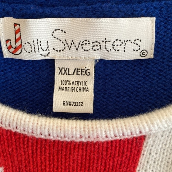 Jolly Sweaters Ugly Christmas Sweater Faux Cardigan Blue Red White Festive XXL - Picture 3 of 4